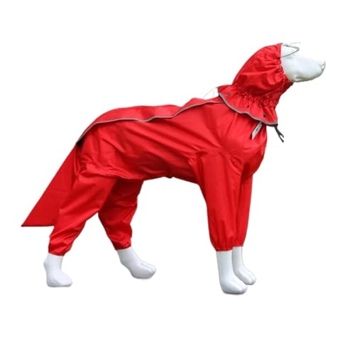 LOUPKC Luxus-Designer-Hunderegenmantel, reflektierender Ganzkörper-Hunderegenmantel, wasserdichter Overall for kleine, mittelgroße und große Hunde, Haustierprodukte for den Außenbereich(Red female dog von LOUPKC