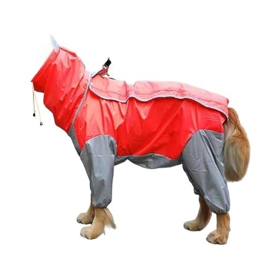 LOUPKC Regenmantel for große Hunde, Kleidung for Welpen, mittelgroße Hunde, wasserdicht, mit vier Ecken, Kapuzenjacke, Poncho, Haustier-Regenmantel(4,26) von LOUPKC