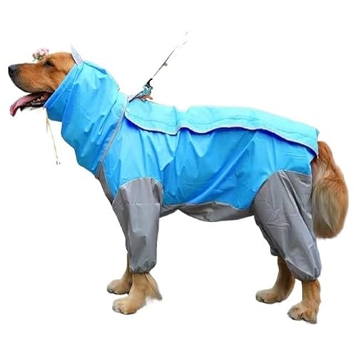 LOUPKC Regenmantel for große Hunde, Kleidung for Welpen, mittelgroße Hunde, wasserdicht, mit vier Ecken, Kapuzenjacke, Poncho, Haustier-Regenmantel(5,28) von LOUPKC