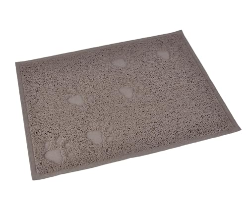 LOVE STORY ESS- und Katzenstreumatte, rechteckig, Pfotenmotiv, 40 x 30 cm, Taupe von LOVE STORY