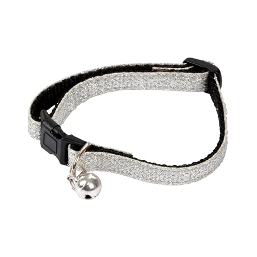 Love Story, Glitter-Halsband für Katzen, mit Glöckchen, 20 > 30 cm, silberfarben von LOVE STORY