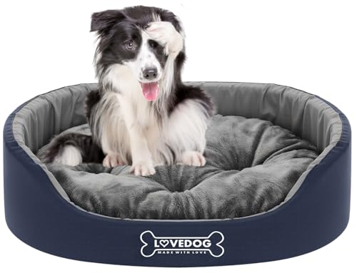 LOVEDOG, Hundebett Hundekorb kuscheliges Hundebett für kleine bis mittlere Hunde mit Hundekissen, flauschige ovale Hundeliege, 80 x 70, Hundesofa von LOVEDOG