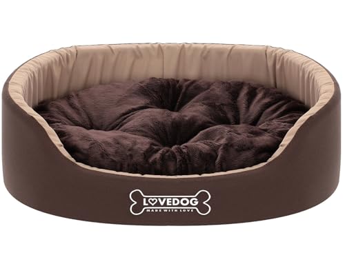 LOVEDOG, Hundebett Hundekorb kuscheliges Hundebett mit Hundekissen, flauschige runde Hundeliege, Katzenbett 60x50, Wasserdicht, Plüsch von LOVEDOG