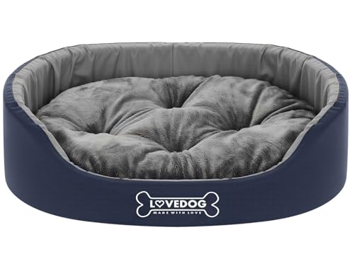 LOVEDOG, Hundebett Hundekorb kuscheliges Hundebett mit Hundekissen, flauschige runde Hundeliege, Katzenbett 60x50, Wasserdicht, Plüsch von LOVEDOG