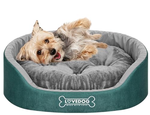 LOVEDOG Hundebett Katze Exclusive, Wasserfest mit Doppelkissen, Beruhigend, Kuschelig,Weiches Plüsch,Rund, Laufstall S von LOVEDOG