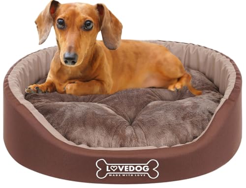 LOVEDOG Hundebett Katze Wasserfest mit Doppelseitigem Kissen, Weiches Plüsch, Beruhigend und Anti-Angst, Flauschige Blende, Laufstall Antiallergisch von LOVEDOG