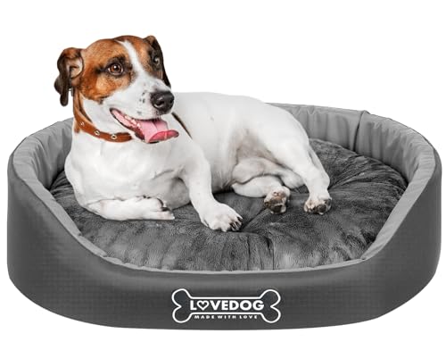 LoveDog, Hundebett, Hundekorb, Kuscheliges Hundebett für kleine und mittelgroße Hunde mit Hundekissen, Flauschig Hundeliege Rund, 70x60 von LOVEDOG