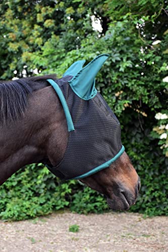 LOVEHORSES - FLYWING ist der perfekte Insektenschutz für Pferde im Paddock. – Made in Italy - Standard 100 by Oeko-TEX® Zertifiziert - Widerstandsfähig – Farbige Ohren (Large/Full, GRÜNWALD) von LOVEHORSES