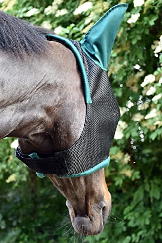 LOVEHORSES - FLYWING ist der perfekte Insektenschutz für Pferde im Paddock. – Made in Italy - Standard 100 by Oeko-TEX® Zertifiziert - Widerstandsfähig – Farbige Ohren (MEDIUM/COB, GRÜNWALD) von LOVEHORSES