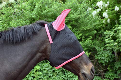 LOVEHORSES Fliegenschutz fürs Pferd – Made in Italy - Netz Standard 100 by Oeko-TEX® Zertifiziert - Widerstandsfähig – Farbige Ohren (Large/Full, Fuchsia) von LOVEHORSES