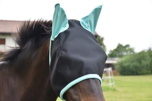 LOVEHORSES Fliegenschutz fürs Pferd – Made in Italy - Netz Standard 100 by Oeko-TEX® Zertifiziert - Widerstandsfähig – Farbige Ohren (MEDIUM/COB, Hellgrün) von LOVEHORSES