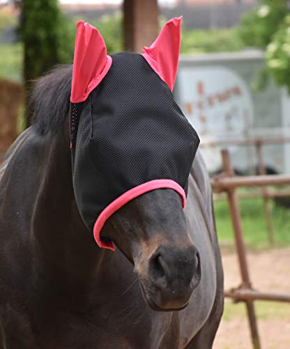 LOVEHORSES Fliegenschutz fürs Pferd – Made in Italy - Netz Standard 100 by Oeko-TEX® Zertifiziert - Widerstandsfähig – Farbige Ohren (XLarge/XFULL, Fuchsia) von LOVEHORSES