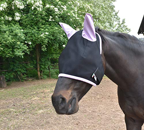 LOVEHORSES Fliegenschutz fürs Pferd – Made in Italy - Netz Standard 100 by Oeko-TEX® Zertifiziert - Widerstandsfähig – Farbige Ohren (XLarge/XFULL, Lilla) von LOVEHORSES