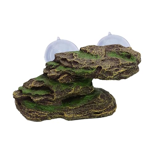 LOVIVER Aquarium Float Decoration Rock Tortoise Dock ruhen Sich Ack -Terrassenschildkrötenplattform mit Saugnäpfeln, Grün Braun von LOVIVER