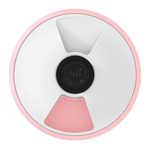 LOVIVER Automatischer Futterspender für Katzen Und Hunde, Zeitgesteuerter Futterspender für Haustiere, 6 Räume, Hunde/Katzen Timer, Katzenfutterspender, Inte, ROSA von LOVIVER