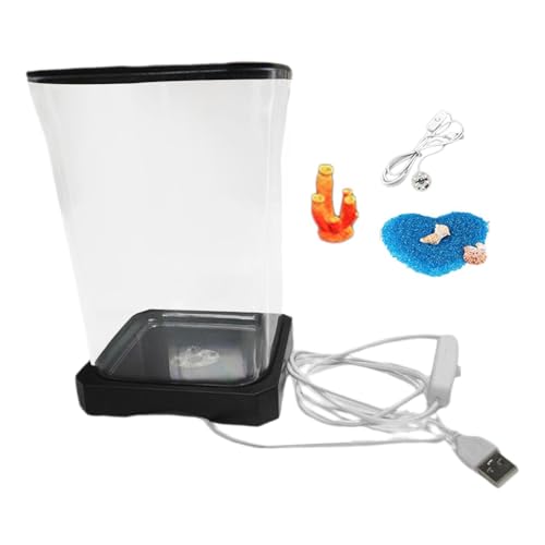 LOVIVER Betta Fisch Tank Aquarium Dekor Fisch Tank mit Licht Luxus Aquarium Kits für Desktop Wohnzimmer Terrapin Betta Fisch Frosch, Schwarz von LOVIVER