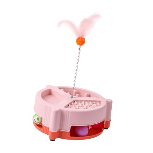 LOVIVER Cat Toy Ball Track Self Play -Training für Kätzchen mit Fütterungsschalen Katzenspurspielzeugkätzchen -Turm zum Kratzen der Interaktion, Rot von LOVIVER