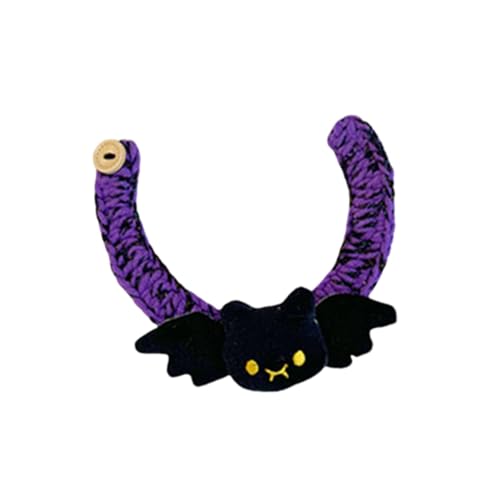 LOVIVER Gestricktes Katzenhalsband für Halloween, bequemes Partykostüm-Accessoire, handgefertigtes Kätzchenhalsband für Partys, Spaziergänge, Festivals im, Bat Shaped L von LOVIVER