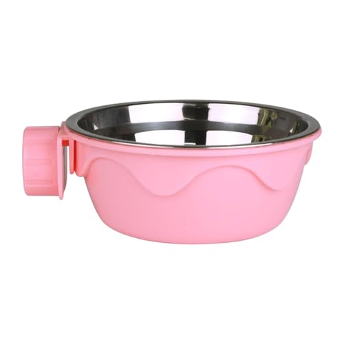 LOVIVER Hängende Kiste Hundenapf Haustier Futternapf Zwingernapf Wasserfutterspender Edelstahl Futter-/Wassernapf Käfig Coop Cups für Vögel, ROSA von LOVIVER