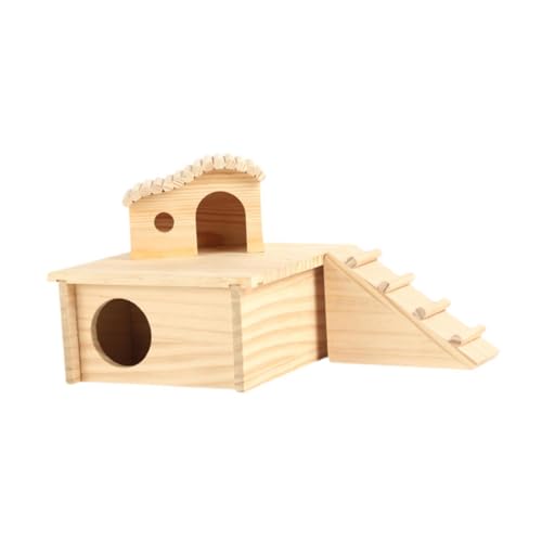 LOVIVER Hamster-Plattformkäfig-Zubehör mit Kletterleiter, Landschaftsbau-Versorgungshütte, Versteck, Hamster-Holzhaus für Ratten-Chinchillas, Style C von LOVIVER