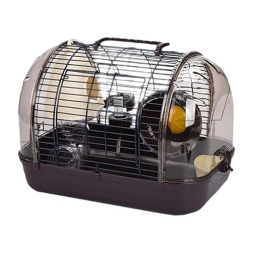 LOVIVER Hamsterkäfig, Transportbox für Haustiere, transparenter Kleintierkäfig mit zu öffnender Oberseite, Chinchillahaus für Mäuse, Kleintiere, Ratten, Kaffee von LOVIVER