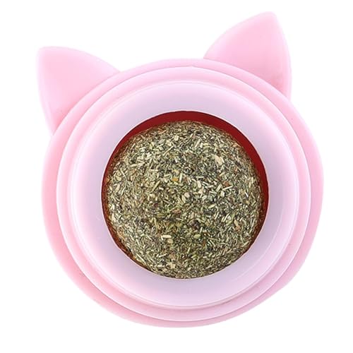 LOVIVER Haustier Katze Katzenminze Ball Spielzeug Katze Ball Spielen für Kleine Mittelgroße Katzen Rotierendes Interaktives Katzenspielzeug Kitty Kauen, ROSA von LOVIVER