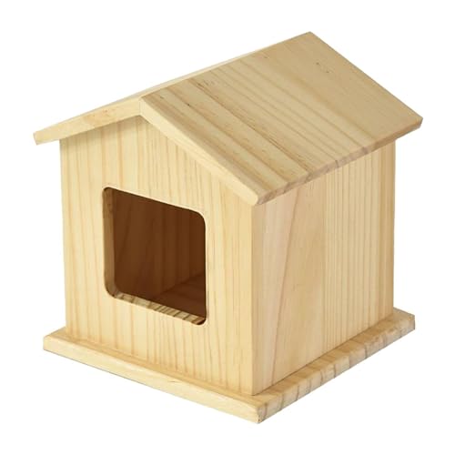 LOVIVER Haustierurne Haustier-Gedenkurne aus Holz Erinnerungsgeschenk Hausförmige Gedenkbox für Katze oder Hund Bestattungsdenkmäler Gedenkbox, beiges Dach von LOVIVER