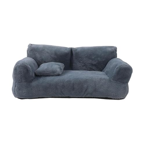 LOVIVER Hundebett, Liegestuhl für Haustiere, leicht, weich, für alle Jahreszeiten geeignet, Plüsch, warm, mit abnehmbarem Bezug, Haustier-Couch, Liege für, Dunkelgrau von LOVIVER