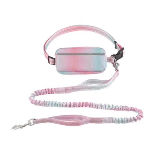 LOVIVER Hundeleine mit Tasche Freihändige Hundeleine Robustes Bungee-Gurteleine für kleine und mittelgroße Hunde Hüftgurt Hundeleine Freihändige Leine mit, Rosa von LOVIVER