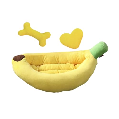 LOVIVER Hundenestbett, Hundenest, Bananenform, waschbar, für alle Jahreszeiten, gemütliches und weiches Hunde- und Katzenbett, Teddy-Bananen-Hundehaus, L von LOVIVER