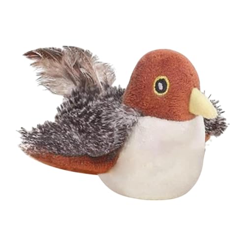 LOVIVER Interaktives Katzenspielzeug Chirping Bird Cat Toy, süßes Plüschspielzeug, lebhaft für gelangweilte Innenkatzen lustige Simulation für Kätzchen Übung, Brauner Vogel von LOVIVER