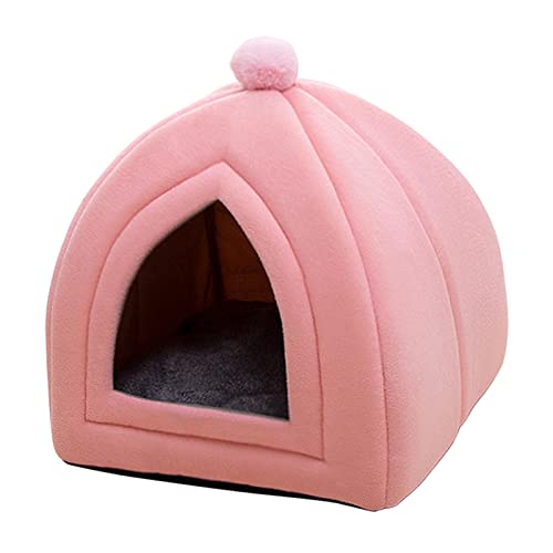 LOVIVER Katzenbett Warmer Haustierkorb Gemütliches Kätzchenkissen Katzenhauszelt Weiche kleine Hundematte für Höhlenkatzenbetten, ROSA von LOVIVER