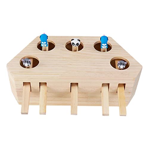 LOVIVER Katzenjagd Maus Spielzeug Holz Whack Puzzle Spielzeug Fang Mäuse, 5 Löcher von LOVIVER