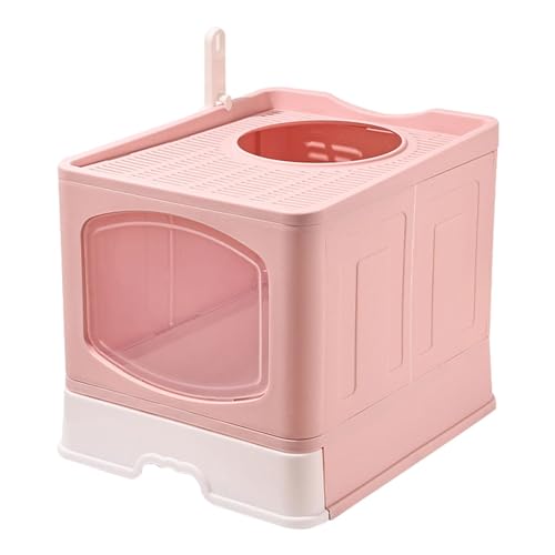 LOVIVER Katzentoilette, Katzentoilette für kleine Katzen, geschlossener Sandkasten, herausnehmbare Schublade, Katzentöpfchen, Katzentoilette mit Kapuze, Rosa von LOVIVER