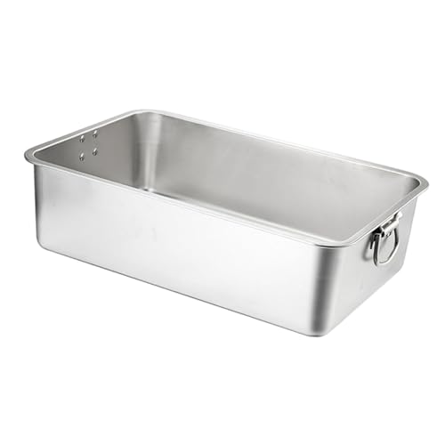 LOVIVER Katzentoilette aus Edelstahl, Sandkasten, Catering-Futternapf mit Griff, Kätzchentoilette, Katzentoilette aus Metall, offenes Töpfchen für Kätzchen, 36cmx27cmx7cm von LOVIVER