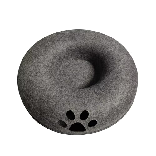 LOVIVER Katzentunnel, Bett, Eigentumswohnung, universelles Nest für kleine Haustiere für alle Jahreszeiten, runder, Abnehmbarer Katzen-Donut-Tunnel für, Grau 60x28cm von LOVIVER