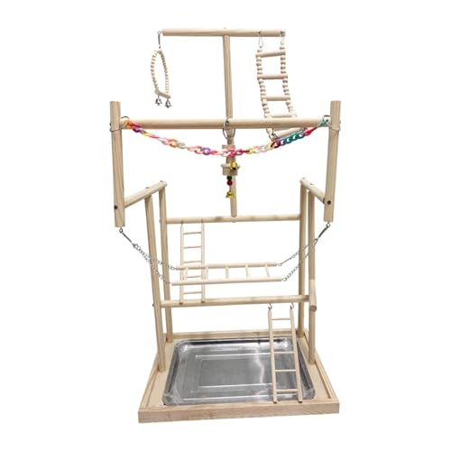 LOVIVER Papagei Vogel Spielplatz Holz Barsch Stand mit Leiter Übung Aktivität Zentrum Sittich Vogel Spielstand, für kleine Sittiche, 18.9x13.19x37.2inch von LOVIVER