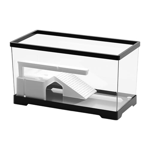 LOVIVER Schildkrötentank, Aquarium, Schildkröten-Lebensraum, Bodenentwässerung, Fütterungsbox, Amphibien-Aalen-Plattform, Schildkröten-Terrarium, Innendekor, Schwarz von LOVIVER