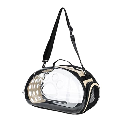 LOVIVER Transparente Katzentrage, Faltbare, weiche Haustiertragetasche, Handtasche, Haustier-Luftpolstertasche für Outdoor, Wandern, kleine Hunde, Gold S von LOVIVER