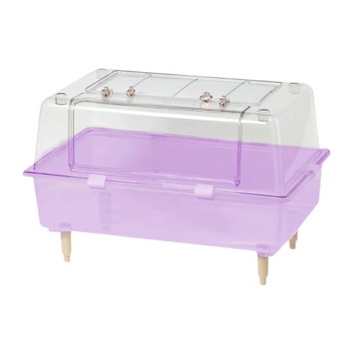 LOVIVER Transparenter Hamsterkäfig, transparente Hamster-Lebensraumbox, kaufestes, Oben zu öffnendes Haustiergehege, Hamsterhaus, Kurzkopfgleitbeutler, Igel, Lila von LOVIVER