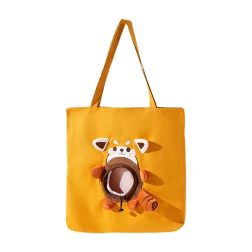 LOVIVER Umhängetasche für Hunde und Katzen, süße Katzentragetasche, bequem für, mit Kordelzugöffnung, Welpen-Outdoor-Handtasche für Kätzchen, Brown and L von LOVIVER