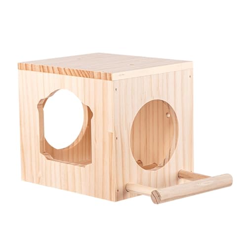 LOVIVER Vogelhauskäfig, Vogelhaus, geschützter Warmer Ort, Vogelhabitatbox für draußen, Vogelhabitatbox aus Holz für draußen, Außendekoration, L with Stand Pole von LOVIVER