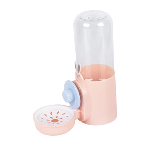 LOVIVER Wasserspender für Haustiere, Trinkbrunnen für Haustiere, 500 ml, Futterspender für Häschen, abnehmbare Trinkflasche, Tränke für Welpen, Hängekäfig, Rosa von LOVIVER