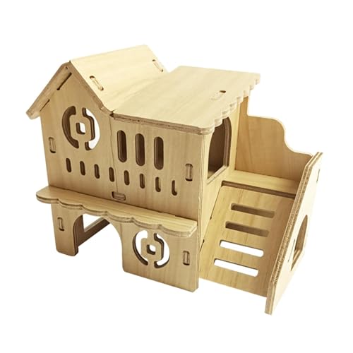 LOVIVER für Kleintiere, Spielspielzeug, Hamsterhaus aus Holz, waschbares Hamsterversteck für Rennmäuse, Zwergmäuse, kleine Haustiere, Stil b von LOVIVER