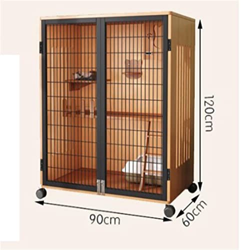 Katze-Hundehaus Cat Villa Indoor Cat Room Home Cat House Übergroßer Freiraum Katzenschrank Katzenhaus Katzenstreu Luxus-Katzenkäfig Katzenkäfig (Color : Varnish) von LOWLIU