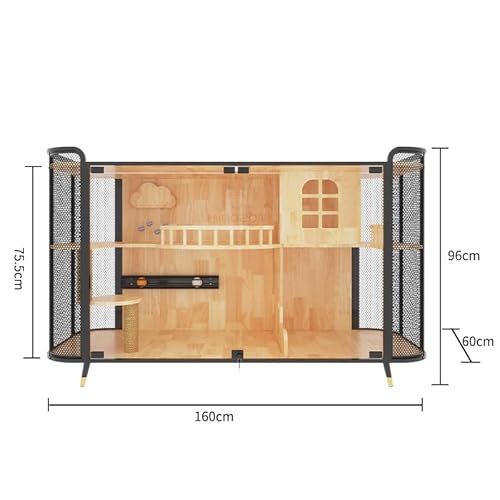 Katzenhaus Cat Villa Human Cat Sharing Cabinet Luxury Wood Large Space Multi-Layer-Katzenstreu Katzenkäfig (Color : A) von LOWLIU