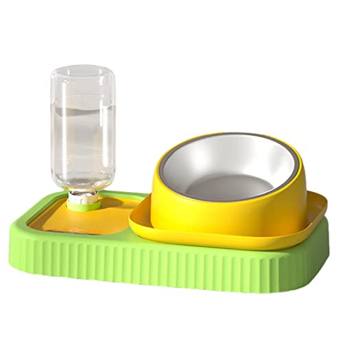 LOXE Katzennapf-Set,Abnehmbare Hunde- und Katzennäpfe - Tilted Pets Wasser- und Futternapf-Set, Edelstahl-Napffutter und Wasser mit automatischer Wasserflasche für kleine Hunde und Katzen von LOXE