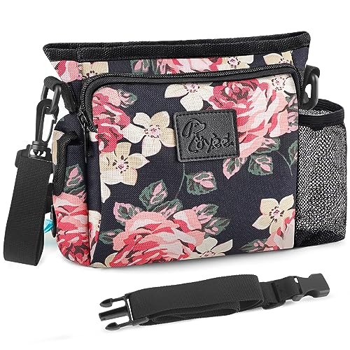 LOYEE Leckerli-Tasche für Hundetraining mit Magnetverschluss, tragbare Hundespaziergänge, Bauchtasche, inklusive Taillengürtelclip, verstellbarer Schultergurt (Rose) von LOYEE