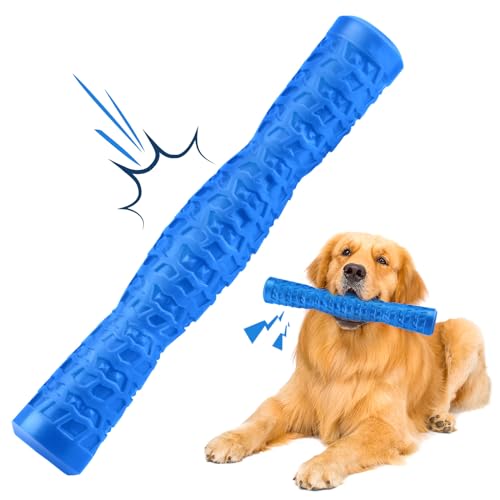 LOYEE Quietschendes Hundespielzeug für aggressive Kauer, robustes Gummi-Kauspielzeug für mittelgroße und große Rassen, unzerstörbares Kauspielzeug für Welpen, zum Zahnen (blau) von LOYEE