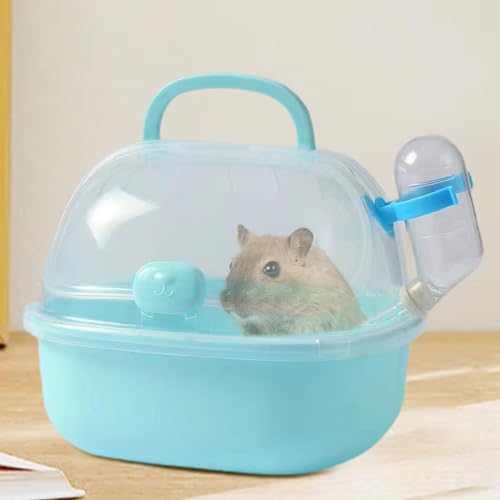 Hamster-Transportkäfig, Hamster-Auslaufkäfig, Hamster-Reisekäfig, Atmungsaktive Hamster-Tragetasche, tragbare Hamster-Reisetasche mit Wasserflasche für kleine Haustiere, Mäuse, Zwerghamster von LPORF